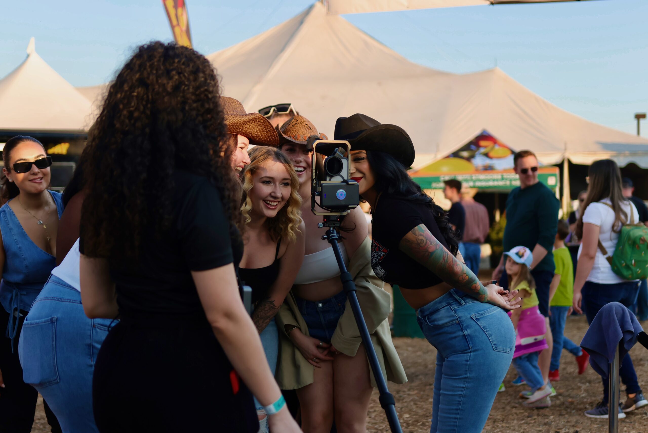 Guests posing together during a luxury Orange County photo booth experience